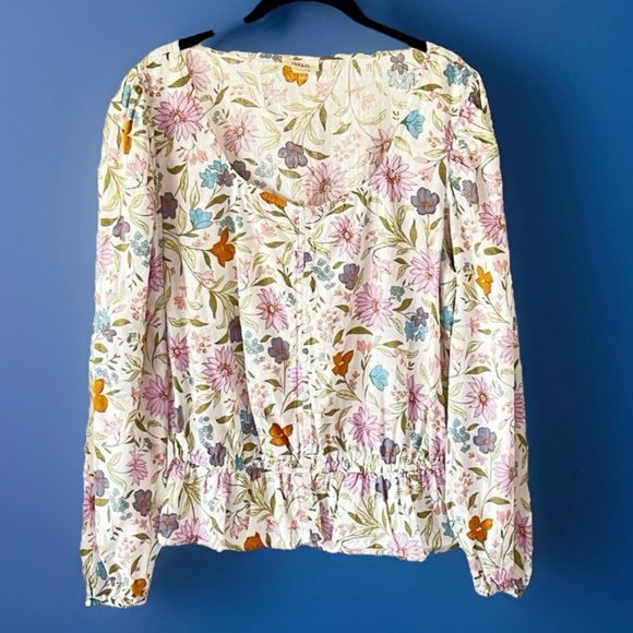 ANA A New Approach Boho Peasant Top Retro Multicolor Floral Blouse Size Large - Picture 9 of 13